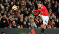  An image of Manchester United's Swedish striker Zlatan Ibrahimovic plays the ball during the English Premier League football match between Manchester United and Newcastle at Old Trafford in Manchester, north west England, on November 18, 2017. / AFP / Ol