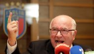 Italian Football Federation (FIGC) President Carlo Tavecchio gestures during a news conference in Rome, Italy November 20, 2017. REUTERS/Max Rossi