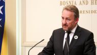 Bosnian Muslim member of country's tripartite Presidency, Bakir Izetbegovic, speaks during a press conference in Sarajevo, on November 22, 2017 following the deliberation by the Hague-based UN tribunal on the case of Bosnian Serb wartime military chief Ra