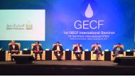 H E Dr Mohammed bin Saleh Al Sada (second left) Minister of Energy and Industry, at the First International Gas Seminar of GECF, yesterday, in Santa Cruz, Bolivia. 
