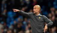 Manchester City's Spanish manager Pep Guardiola reacts on the touchline during the UEFA Champions League Group F football match between Manchester City and Feyenoord at the Etihad Stadium in Manchester, north west England, on November 21, 2017. / AFP / Ol