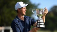Australia's Cameron Davis holds the Stonehaven Cup after winning the Australian Open Golf Championship at The Australian Golf Club in Sydney, Australia, November 26, 2017. AAP/David Moir/via REUTERS 