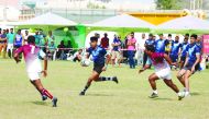 Action from the final match between Wesley College  and St Sylvester’s College played at Doha Rugby Football Centre on Friday.
