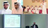 FROM TOP LEFT:  Tamim Al Kawari, Chief Executive Officer of QInvest; Essa Al Kawari, Head of Government & Community Relations and Administration Affairs at QInvest; Dr Khaled Shams, Dean of the College of Business and Economics, addressing at the meeting.