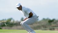 Tiger Woods reacts after missing his putt on the 13th hole during the second round of the Hero World Challenge golf tournament at Albany. (Kyle Terada-USA TODAY Sports)