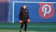 Barcelona coach Ernesto Valverde during training REUTERS/Sergio Perez
