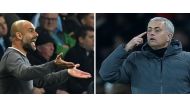 Manchester United are seeking to set a record by notching up a 41st consecutive home match without defeat and Manchester City manager Pep Guardiola (L) is wary of his old foe Jose Mourinho's (R) ability to roll with the punches. AFP/File / Anthony Devlin,