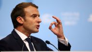FILE PHOTO: French President Emmanuel Macron speaks during the COP23 U.N. Climate Change Conference in Bonn, Germany, November 15, 2017. REUTERS/Wolfgang Rattay/File Photo.