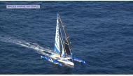 This screen grab taken on December 16, 2017 from a French Marine Nationale video shows France's skipper Francois Gabart's MACIF trimaran sailing. AFP PHOTO / SOURCE / BYLINE