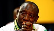 Deputy president of South Africa Cyril Ramaphosa reacts after he was elected president of the ANC during the 54th National Conference of the ruling African National Congress (ANC) at the Nasrec Expo Centre in Johannesburg, South Africa December 18, 2017. 