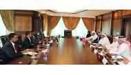 Qatari and Sudanese officials during a meeting, yesterday.