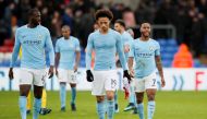 Manchester City's Leroy Sane and team mates after the match REUTERS/David Klein