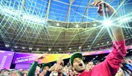 Qatar’s Mutaz Essa Barshim celebrates with fans after winning the gold medal in the men’s high jump final at the 2017 IAAF World Championships in London in this August 2017 file photo.