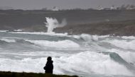 Waves break on the Brittany coast as storm Eleanor approaches Esquibien, France, January 2, 2018. REUTERS/Mal Langsdon

