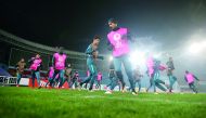 Qatar under-23 players in action during a training session in Changzhou, china yesterday.