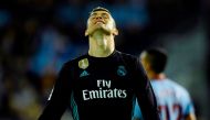 Real Madrid's Portuguese forward Cristiano Ronaldo reacts during the Spanish league football match Celta de Vigo vs Real Madrid at the Balaidos stadium in Vigo on January 7, 2018. / AFP / MIGUEL RIOPA
