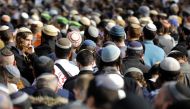 Israeli mourners attend the funeral of 35-year-old rabbi Raziel Shevah in the West Bank wildcat settlement of Havat Gilad near Nablus on January 10, 2018.  AFP / Menahem Kahana