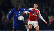 Arsenal's Alexis Sanchez in action with Chelsea's N'Golo Kante REUTERS/David Klein
