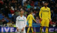 Real Madrid’s Cristiano Ronaldo reacts as Villarreal's Alvaro Gonzalez looks on. REUTERS/Javier Barbancho
