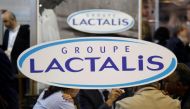 Logo of the dairy group Lactalis are seen at the food exhibition Sial in Villepinte, near Paris, France, October 17, 2016. Reuters/Charles Platiau 