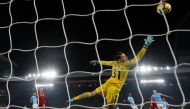 Manchester City's Ederson looks on as Liverpool's Sadio Mane scores their third goal Action Images via Reuters/Carl Recine