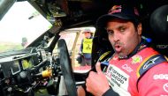 Toyota’s driver Nasser Al Attiyah of Qatar and his co-driver Matthieu Baumel of France compete during the 2018 Dakar Rally yesterday. 
