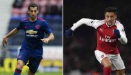 A combination image shows Manchester United's Armenian midfielder Henrikh Mkhitaryan (L) and Arsenal's Chilean striker Alexis Sanchez.  AFP / JON SUPER
