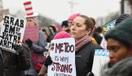Participants of the 'Women's March on Washington' gather for a demonstrating in front of the Brandenburg Gate in Berlin, 21 January 2018. EPA/David Hecker
