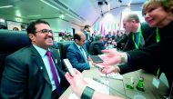 FILE PHOTO: Qatar Energy Minister H E Mohammed Bin Saleh Al-Sada is questioned by journalists as he attends the 173rd OPEC Conference in Vienna on November 30, 2017 (AFP / Joe Klamar) 