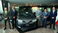 R K Murugan (second left), ACEO and COO of AAB, with Ahmed A Saad (right), Act. National Sales Manager (Toyota) AAB, and Firas Mufti (left), Senior Marketing Manager AAB, during the launch of all-new Toyota Yaris 2018 Model at AAB showroom yesterday. PIC: