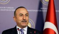 Minister of Foreign Affairs of Turkey, Mevlut Cavusoglu speaks during a joint press conference held with Austrian Foreign Minister Karin Kneissl (not seen) at Dolmabahce Prime Minister's Office in Istanbul, Turkey on January 25, 2018. ( ?sa Terli - Anadol