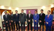 H E Mohamed bin Abdullah Al Rumaihi, Minister of Municipality and Environment with members of Qatari delegation in Berlin, Germany.