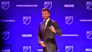David Beckham waves to the crowd at the beginning of the press conference awarding Miami with an MLS franchise at the Knight Concert Hall on January 29, 2018 in Miami, Florida. Eric Espada/AFP 