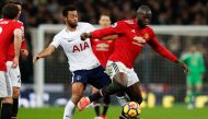 Tottenham Hotspur's Belgian midfielder Mousa Dembele (L) tackles Manchester United's Belgian striker Romelu Lukaku (R) during the English Premier League football match between Tottenham Hotspur and Manchester United at Wembley Stadium in London, on Januar