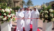 H E Dr Issa Saad Al Jafali Al Nuaimi, (left) Minister of Administrative Development, Labour and Social Affairs Inaugurating the 8 ‘use facilities’ with Turki Al Khater (centre), UDC Chairman; and Ibrahim Al Othman (right) President and CEO at the Pearl-Qa