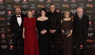 Actress Nora Navas (3rd L), Head of the Madrid Autonomous Administration Cristina Cifuentes (2nd L) and Mayor of Madrid Manuela Carmena (2nd R) attend the 32th edition of the Goya Awards ceremony in Madrid, Spain on February 04, 2018. Burak Akbulut - Anad