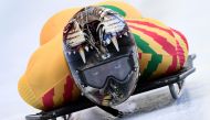 Ghana's Akwasi Frimpong takes part in a training session for the men's skeleton event at the Olympic Sliding Centre, during the Pyeongchang 2018 Winter Olympic Games in Pyeongchang, on February 11, 2018. / AFP / Kirill KUDRYAVTSEV 