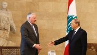 Lebanon's President Michel Aoun meets with US Secretary of State Rex Tillerson at the presidential palace in Baabda, Lebanon February 15, 2018. REUTERS/Mohamed Azakir