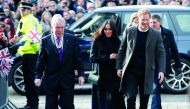 Britain's Prince Harry and his fiancee Meghan Markle arrive for a visit to the Social Bite, a social business and cafe, in Edinburgh, Scotland February 13, 2018. Reuters/Andrew Yates