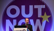 (FILES) In this file photo taken on September 29, 2017 UK Independence Party's newly elected leader, Henry Bolton greets delegates on the first day of the UK Independence Party (UKIP) National Conference in Torquay, south-west England, on September 29, 20