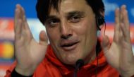 Sevilla's Italian coach Vincenzo Montella attends a press conference at the Ramon Sanchez Pizjuan stadium in Sevilla on February 20, 2018 on the eve of the UEFA Champions League football match Sevilla against Manchester United. / AFP / Cristina Quicler