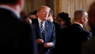 U.S. President Donald Trump departs after a listening session with Marjory Stoneman Douglas High School shooting survivors and students at the White House in Washington, U.S., February 21, 2018. REUTERS/Jonathan Ernst