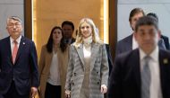 Ivanka Trump (C), advisor to and daughter of US President Donald Trump, arrives at Incheon International Airport in Incheon on February 23, 2018, to attend the closing ceremony of the 2018 Pyeongchang Winter Olympic Games on February 25. / AFP / POOL / Ah