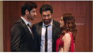 A still of actors Kartik Aaryan (L), Nushrat Bharucha and Sunny Singh Nijjar (C) from the movie Sonu Ke Titu Ki Sweety.