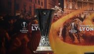 The UEFA Europa League trophy is pictured during the draw for the round of 16 of the UEFA Europa League football tournament at the UEFA headquarters in Nyon, Switzerland on February 23, 2018. / AFP / jean-guy PYTHON
