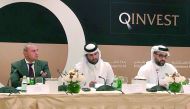 Sheikh Jassim bin Hamad bin Jassim bin Jaber Al Thani (centre), Chairman of QINVEST announcing the group’s 2017 financial results  in the presence of  Tamim Hamad Al Kawari (right), CEO , QINVEST; and Bassel Gamal, Board Member. 