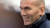 Real Madrid's French coach Zinedine Zidane smiles before the Spanish league football match between RCD Espanyol and Real Madrid CF at the RCDE Stadium in Cornella de Llobregat on February 27, 2018. AFP / Josep Lago