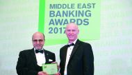Dr. R. Seetharaman (left), CEO of Doha Bank receiving ‘ CEO of the Year’ award during the EMEA Finance Middle East Banking Awards 2017 ceremony, recently. 