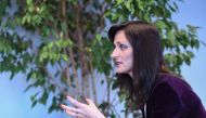 European Commissionner for Digital Economy and Society Mariya Gabriel gives an interview with Agence France-Presse (AFP) at the European Commission in Brussels on March 8, 2018. The EU's top official charged with fighting Fake news says Europe needs to re