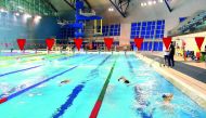 French swimming team members training at the Aspire Academy in Doha.